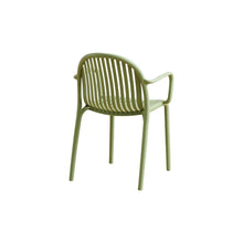 Set de 2 Sillas Marruecos con Brazos, Verde Olivo, con Espaldar en Rayas y Diseño Minimalista