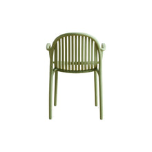 Silla Marruecos Con Brazos, Verde Olivo, Con espaldar en rayas y diseño minimalista
