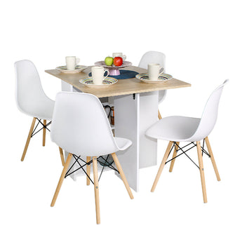 Comedor Plegable Ahorraespacio 75X110X70 cm BCO-VIENES + 4 SILLAS