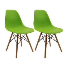 Kit por 2 sillas Eames Patas En Madera para comedor, sala, restaurante - Verde