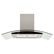 Campana Península Vidrio inox-negro de 90cm, Con 3 Velocidades