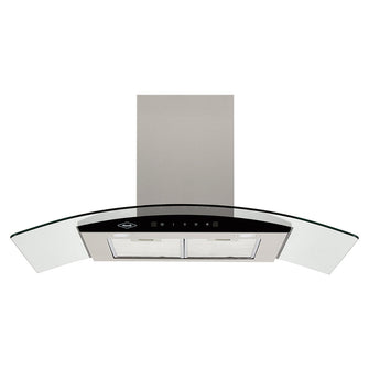 Campana Península Vidrio inox-negro de 90cm, Con 3 Velocidades