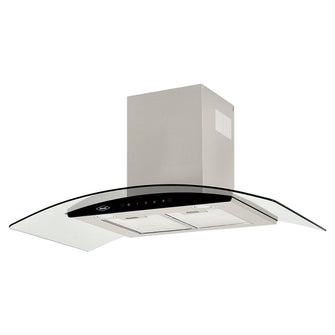Campana Península Vidrio inox-negro de 90cm, Con 3 Velocidades