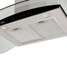 Campana Península Vidrio inox-negro de 90cm, Con 3 Velocidades
