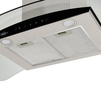 Campana Península Vidrio inox-negro de 90cm, Con 3 Velocidades