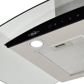 Campana Península Vidrio inox-negro de 90cm, Con 3 Velocidades