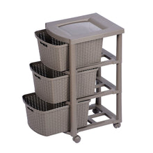 Cajonero Apariencia Rattan 3 Gavetas Altas Mocca
