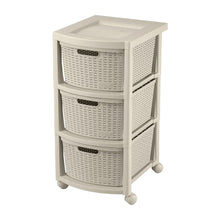 Cajonero Apariencia Rattan 3 Gavetas Altas Taupe