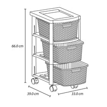 Cajonero Apariencia Rattan 3 Gavetas Altas Taupe