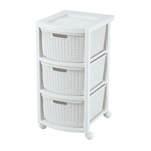 Cajonero Apariencia Rattan 3 Gavetas Altas Blanco Nieve