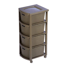 Cajonero Apariencia Rattan 4 Gavetas Altas Mocca