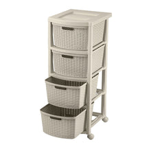 Cajonero Apariencia Rattan 4 Gavetas Altas Taupe