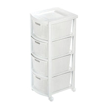 Cajonero Apariencia Rattan 4 Gavetas Altas Blanco Nieve