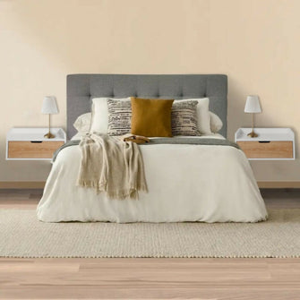 Set X 2 Mesas De Noche Flotantes Con Puerta 35x50x30cm Madera