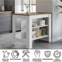 Barra de Cocina Cala, Blanco y Cobre, con Amplia Supeicie En La Mesa ZF