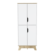 Alacena Aqua, Blanco y Café Claro, con Cuatro Puertas Abatibles