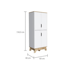 Alacena Aqua, Blanco y Café Claro, con Cuatro Puertas Abatibles