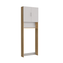 Ahorrador de Espacio para Lavadora, Blanco Duqueza y Fresno, con dos puertas y tres entrepaños