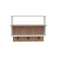 Mueble Auxiliar Recibidor Aranez, Blanco Duqueza y Fresno Europeo, incluye 3 ganchos y es de faci instalación ZF