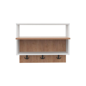 Mueble Auxiliar Recibidor Aranez, Blanco Duqueza y Fresno Europeo, incluye 3 ganchos y es de faci instalación ZF