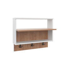 Mueble Auxiliar Recibidor Aranez, Blanco Duqueza y Fresno Europeo, incluye 3 ganchos y es de faci instalación ZF
