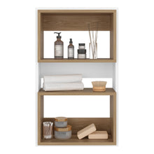 Gabinete de Baño Sensei Eco, Blanco Duqueza y Fresno Europeo, con superficies para ubicar objetos