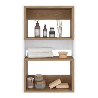 Gabinete de Baño Sensei Eco, Blanco Duqueza y Fresno Europeo, con superficies para ubicar objetos