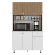 Alacena Wiston, Kronos Blanco y Kronos Fresno, Con seis puertas abatibles y un cajón con amplio espacio de almacenamiento ZF