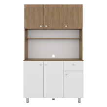 Alacena Wiston, Kronos Blanco y Kronos Fresno, Con seis puertas abatibles y un cajón con amplio espacio de almacenamiento ZF