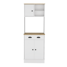 Alacena Almena, Blanco Duqueza y Macadamia, con puertas y gran capacidad de almacenaje ZF