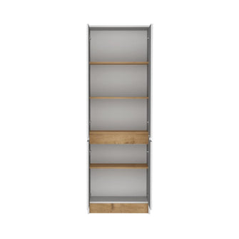 Alacena Soler, Blanco y Macadamia, dos puertas abatibles, facil instalacion