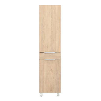 Alacena Amir, Blanco y Beige, con Una Puerta Abatible con Almacenamiento Extra y Patas de Acero