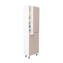 Alacena Burton, Blanco Duqueza y Cocoa, con amplios espacios para almacenamientos