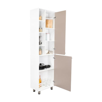 Alacena Burton, Blanco Duqueza y Cocoa, con amplios espacios para almacenamientos