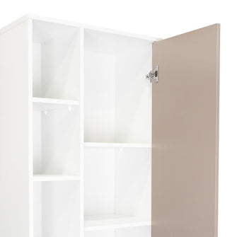 Alacena Burton, Blanco Duqueza y Cocoa, con amplios espacios para almacenamientos