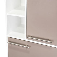 Alacena Burton, Blanco Duqueza y Cocoa, con amplios espacios para almacenamientos