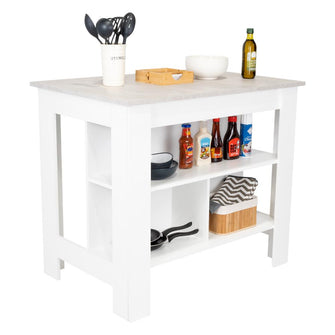 Barra de Cocina Cala, Blanco y Ibiza, con Amplia Supeicie En La Mesa ZF
