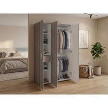 Closet Roko, Avellana y Blanco, Con Tres Puertas Abatibles Con Cerradura y Variedad De Entrepaños