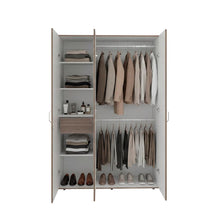 Closet Roko, Avellana y Blanco, Con Tres Puertas Abatibles Con Cerradura y Variedad De Entrepaños