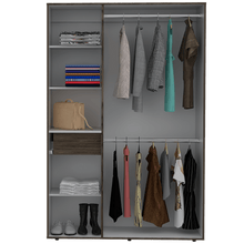 Closet Roko, Chocolate y Blanco, con Tres Puertas Abatibles con Cerradura y Variedad de Entrepaños