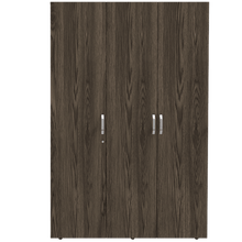 Closet Roko, Chocolate y Blanco, con Tres Puertas Abatibles con Cerradura y Variedad de Entrepaños