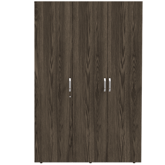 Closet Roko, Chocolate y Blanco, con Tres Puertas Abatibles con Cerradura y Variedad de Entrepaños