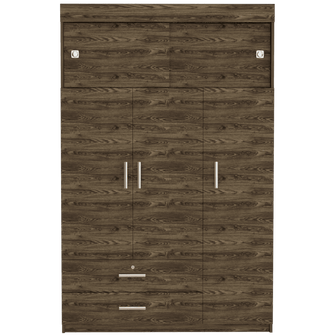 Closet Alma, Chocolate y Blanco, con Dos Cajones y Dos Puertas Corredizas