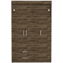 Closet Alma, Chocolate y Blanco, con Dos Cajones y Dos Puertas Corredizas