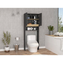 Gabinete de Baño Apolis Plata Oscuro y Café Claro, con Puertas con Apertura Sin Manijas y Dos Puertas