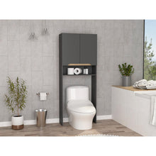 Gabinete de Baño Apolis Plata Oscuro y Café Claro, con Puertas con Apertura Sin Manijas y Dos Puertas