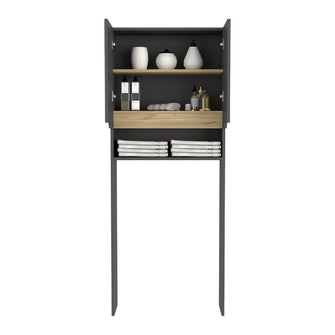 Gabinete de Baño Apolis Plata Oscuro y Café Claro, con Puertas con Apertura Sin Manijas y Dos Puertas