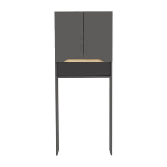 Gabinete de Baño Apolis Plata Oscuro y Café Claro, con Puertas con Apertura Sin Manijas y Dos Puertas