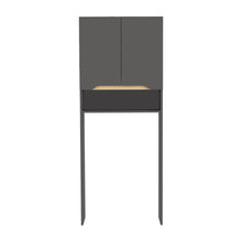 Gabinete de Baño Apolis Plata Oscuro y Café Claro, con Puertas con Apertura Sin Manijas y Dos Puertas