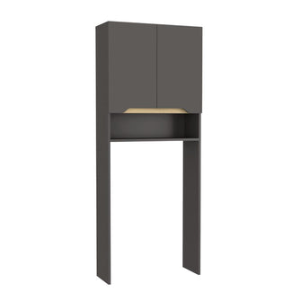 Gabinete de Baño Apolis Plata Oscuro y Café Claro, con Puertas con Apertura Sin Manijas y Dos Puertas